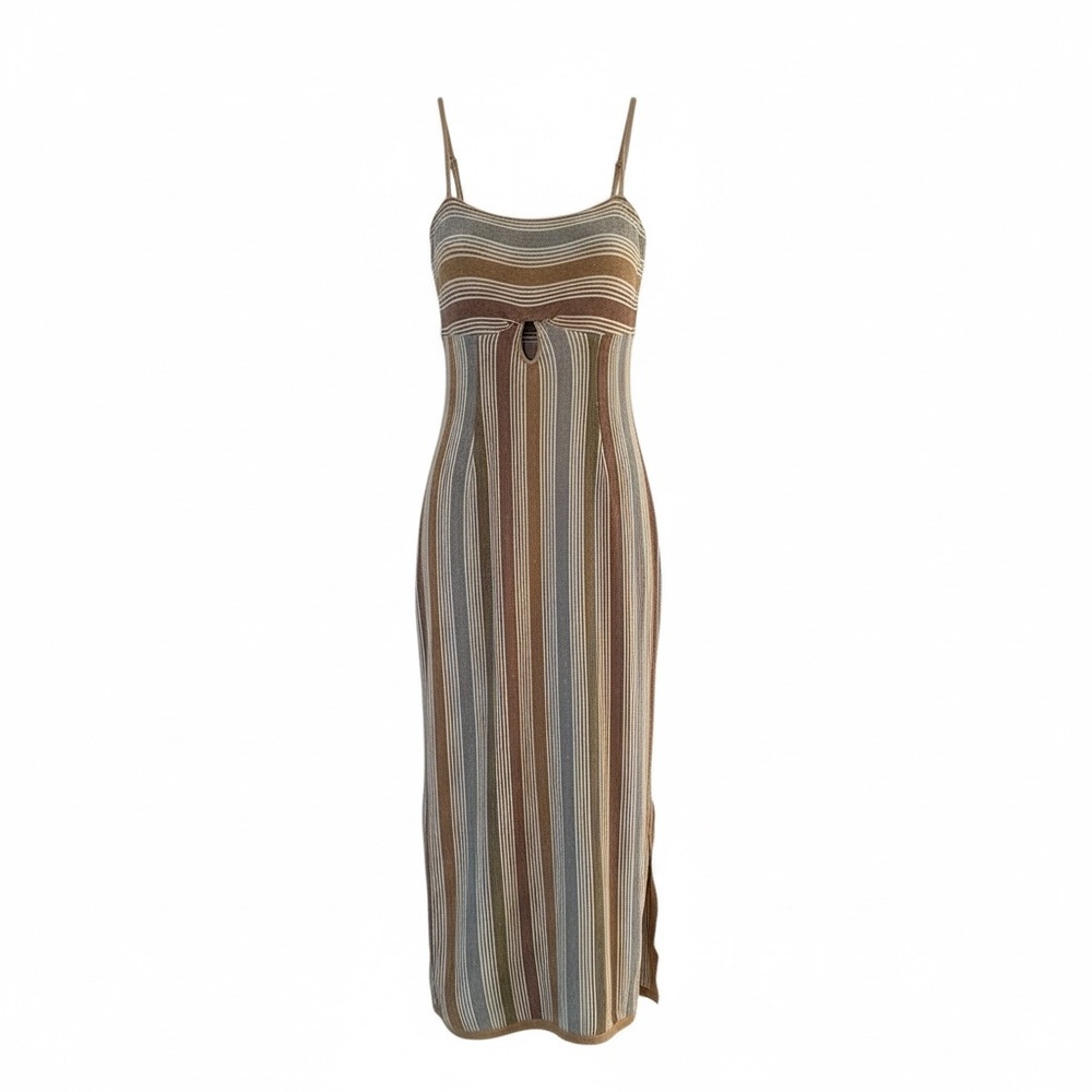 Revolve Suboo Luella Multi Color Striped Key Hole Maxi Contemporary Dress Size L